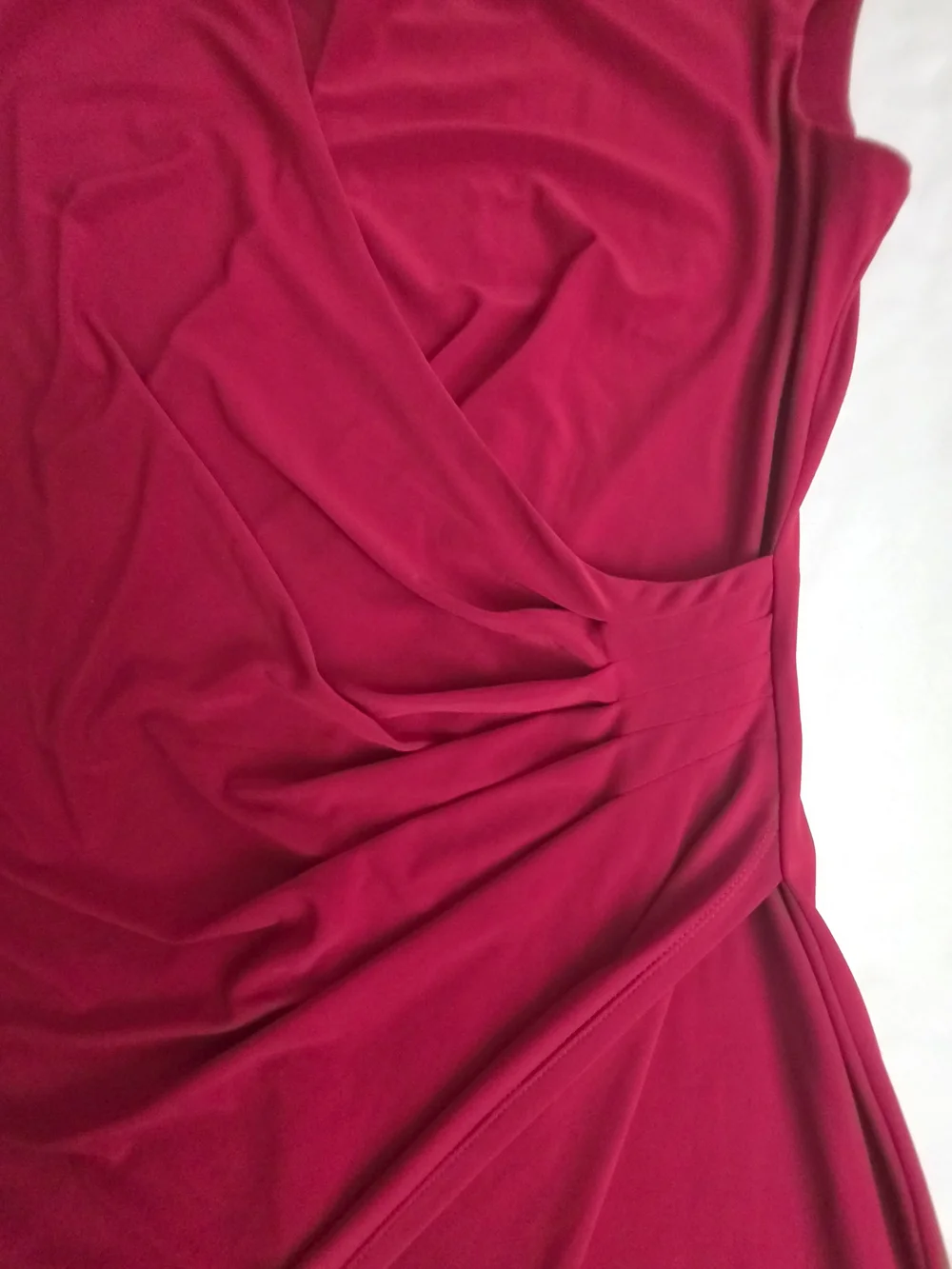 Black Label by Evan Picone Red Ruched Faux Wrap Dress Size 12 - Picture 5 of 10